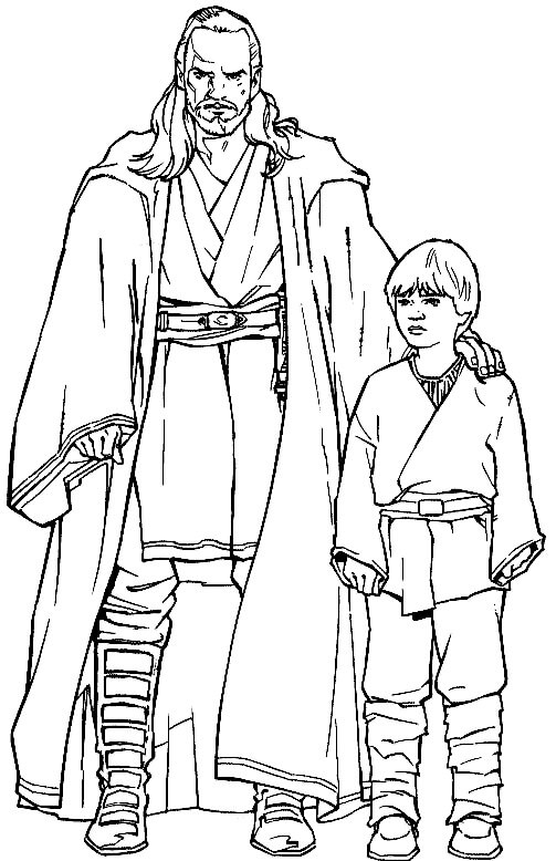 Qui-Gon Jinn ja Little Luke Skywalker Värityskuva