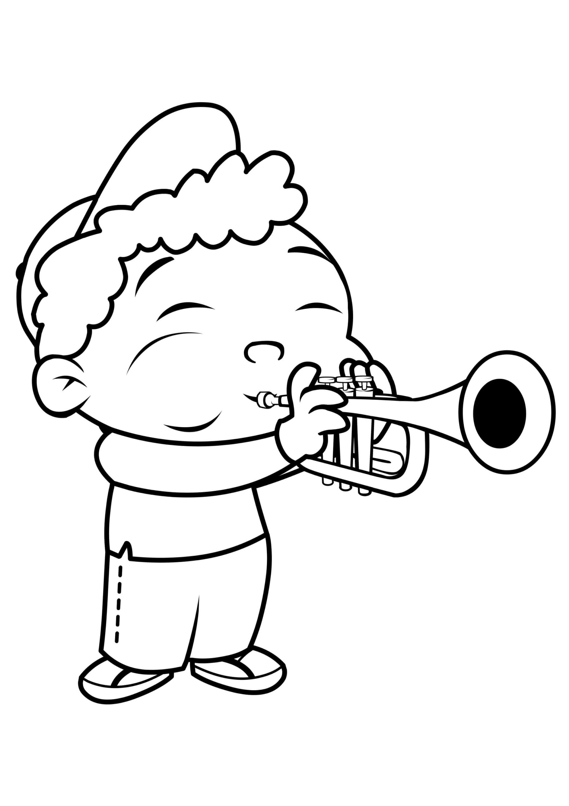 Quincy soittaa trumpettia Värityskuva