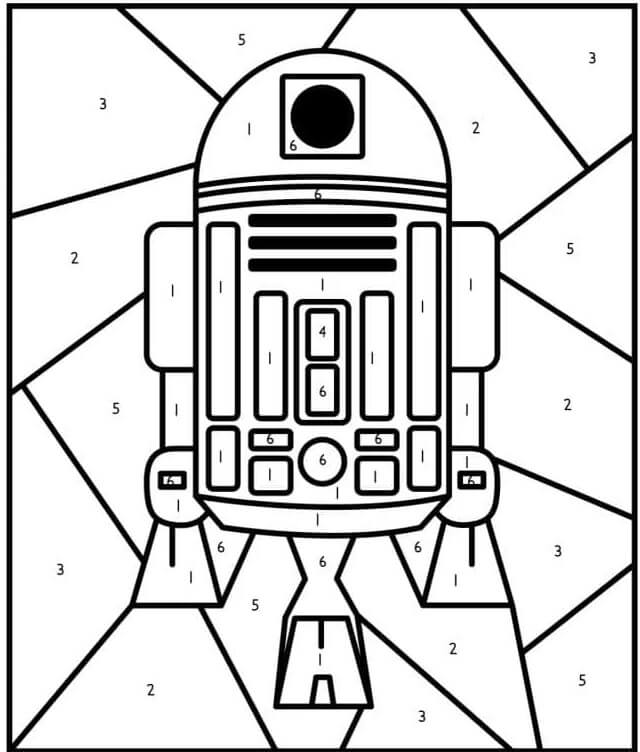 R2-D2 Väri numeron mukaan Värityskuva