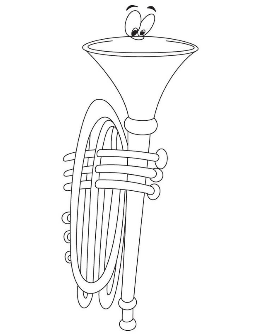 Sarjakuva trumpetti Värityskuva