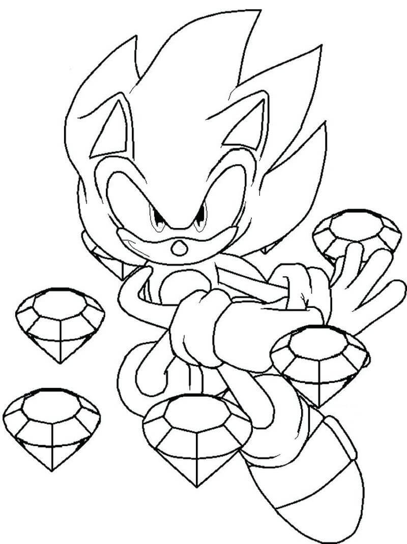 Sonic viiden timantin kanssa Värityskuva