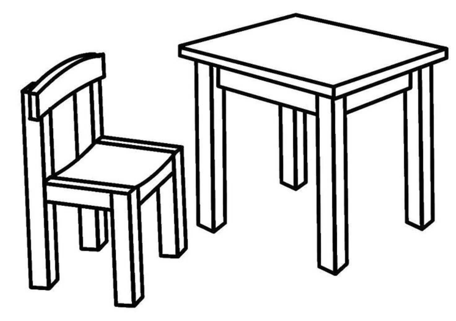 Tuoli ja pöytä Värityskuva