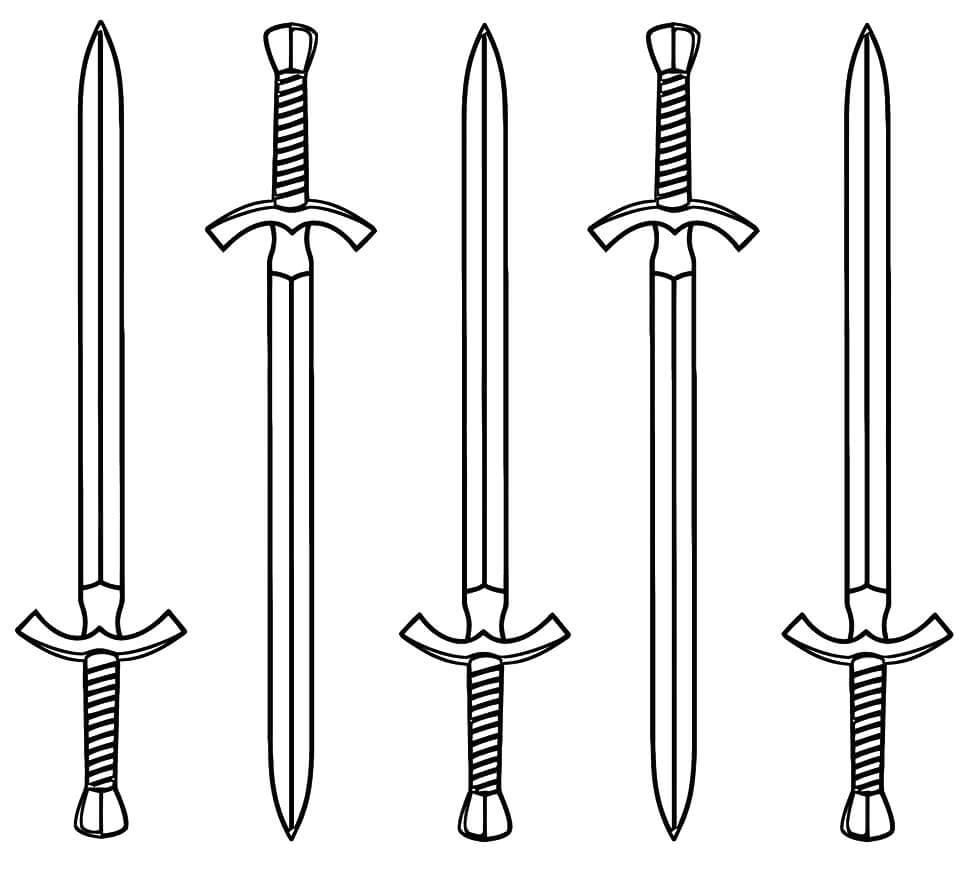 Viisi miekkaa Värityskuva