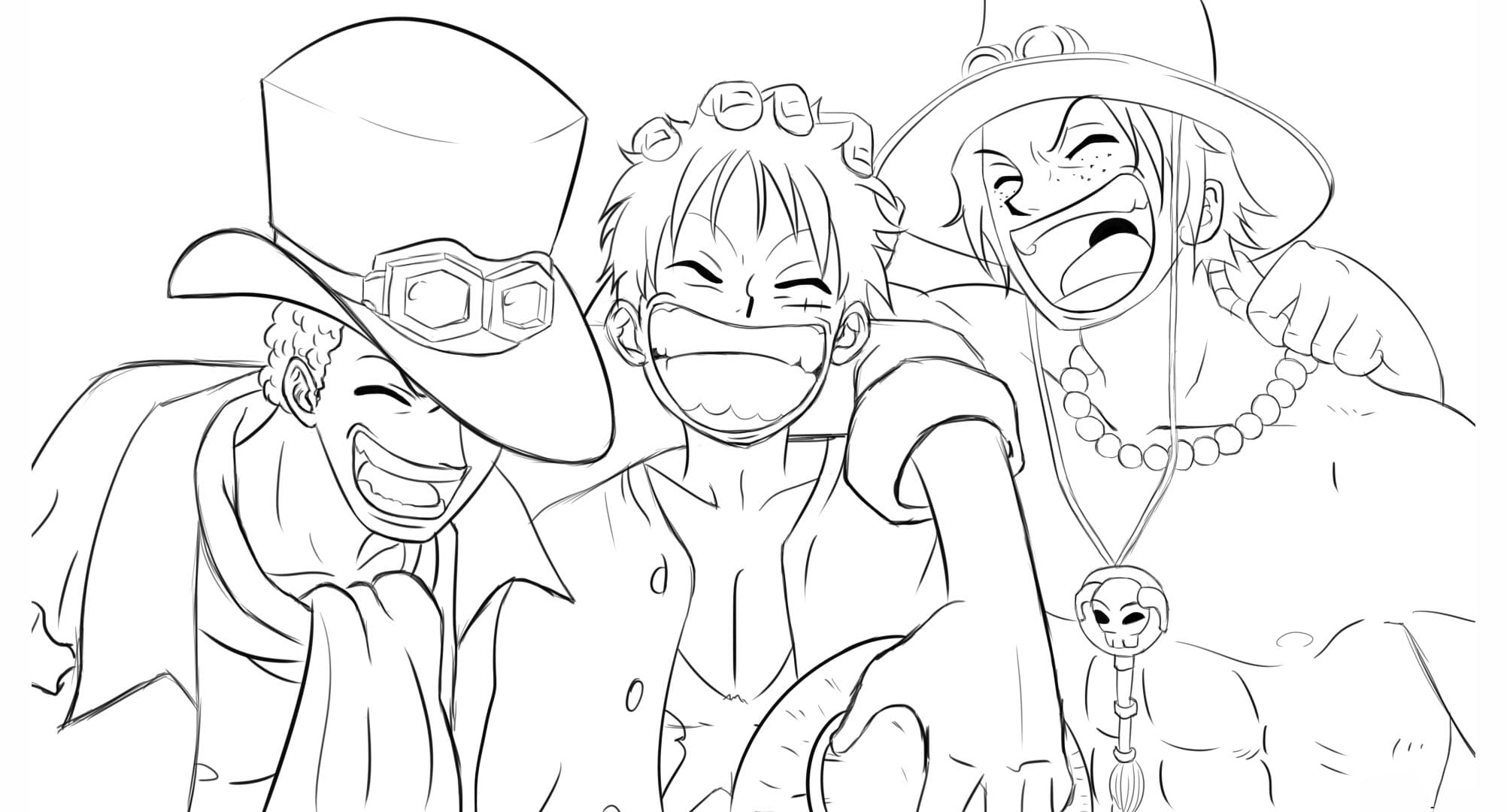 Luffy and Brothers Coloring Värityskuva