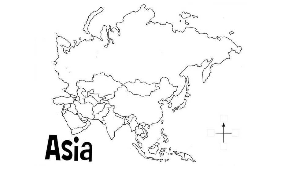 Aasian kartta opiskelijoille Värityskuva