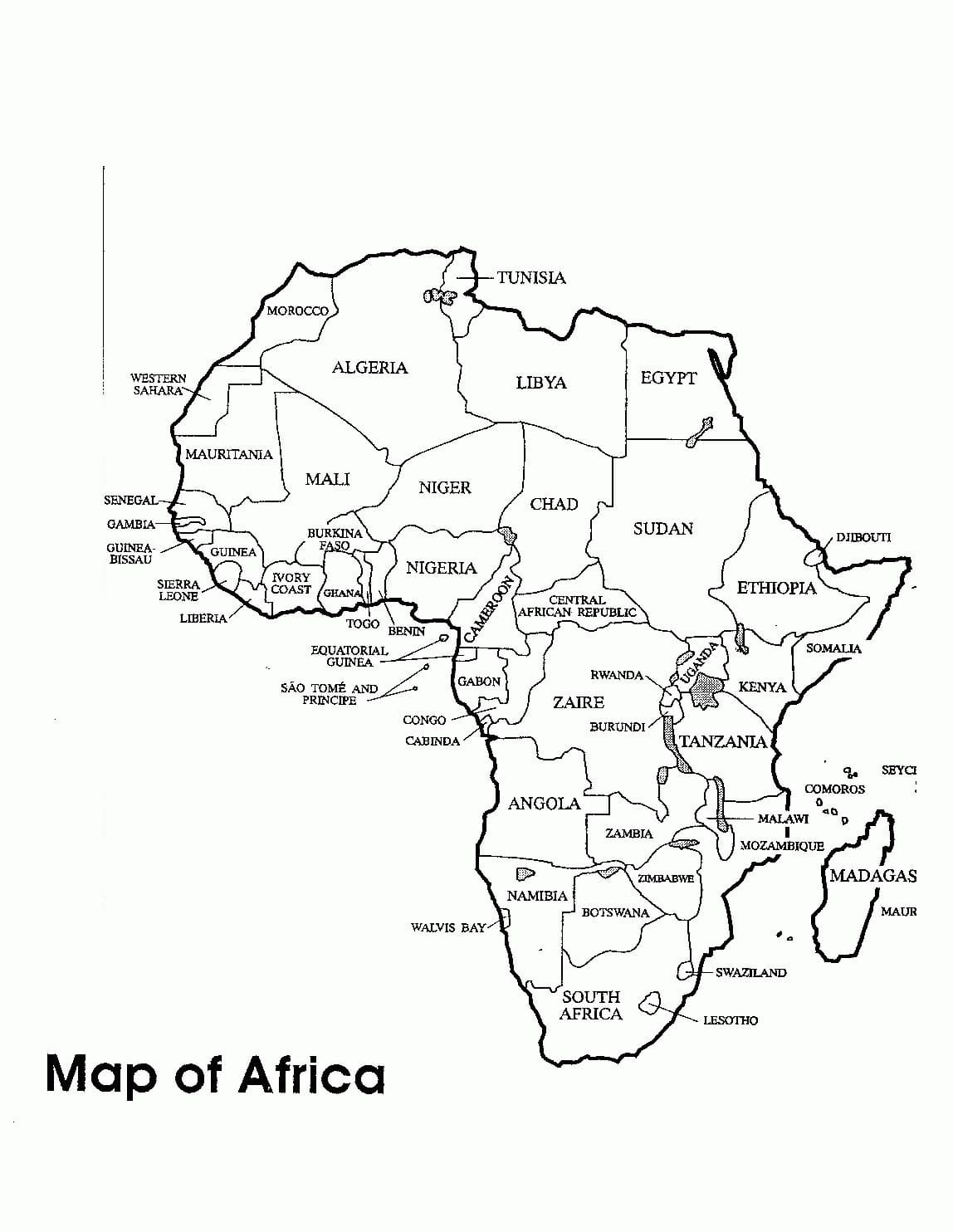 Afrikan karttakuva Värityskuva