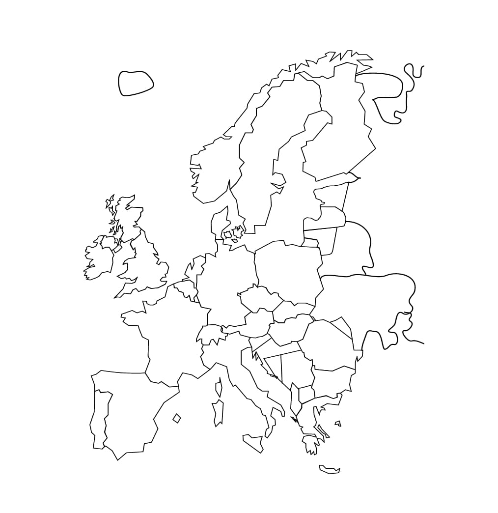 Euroopan kartan kuva Värityskuva
