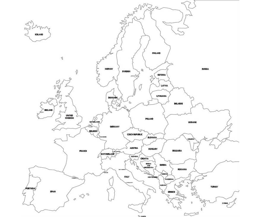 Euroopan kartta HD Värityskuva