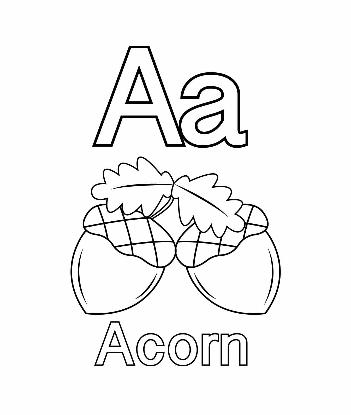 Kirjain A on Acornille Värityskuva