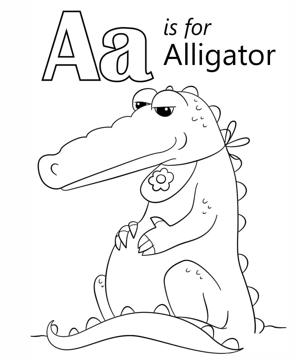 Kirjain A on Alligaattorille Värityskuva