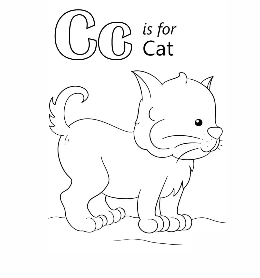 Kirjain C on Cat Värityskuva
