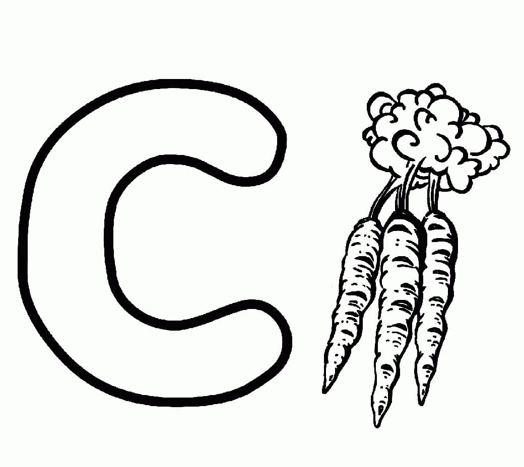 Kirjain C on porkkanalle Värityskuva
