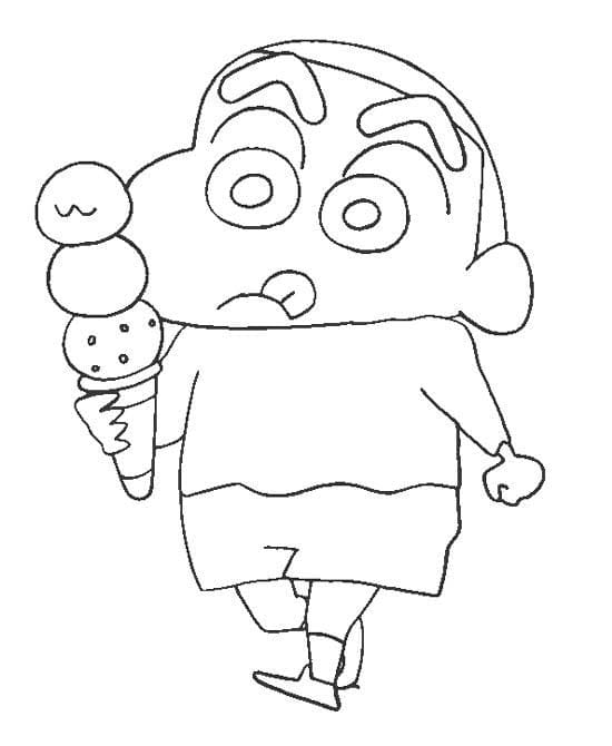 Shin Chan syö jäätelöä Värityskuva