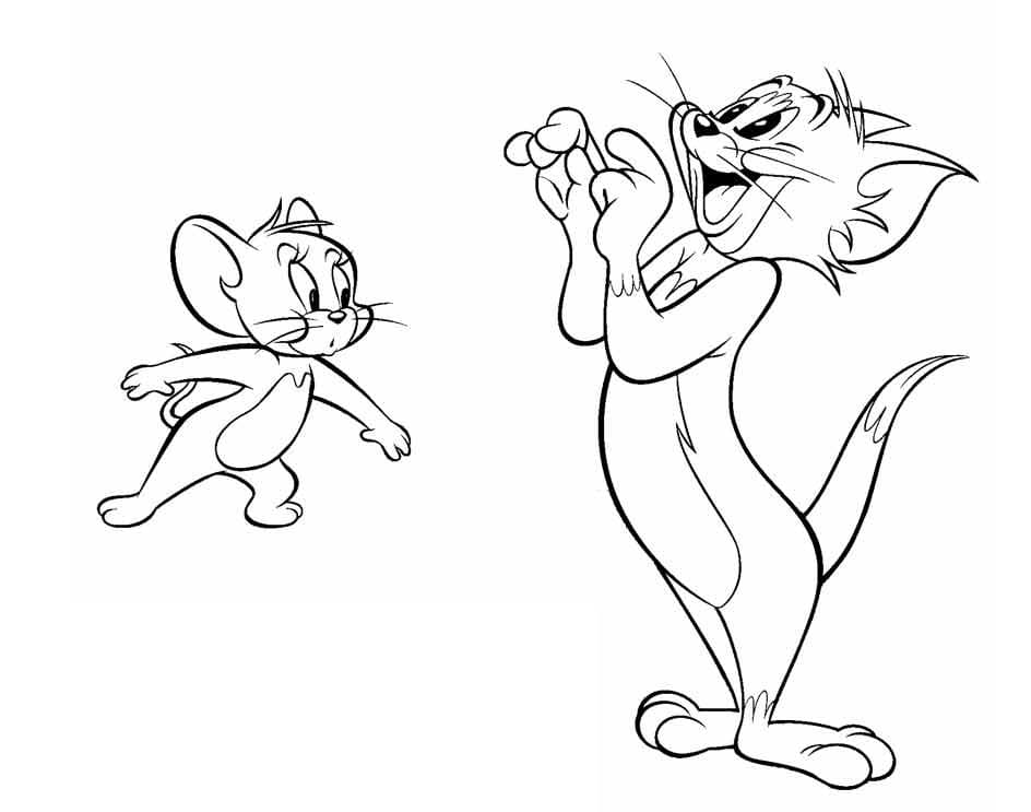 Tom ja Jerry puhuvat Värityskuva