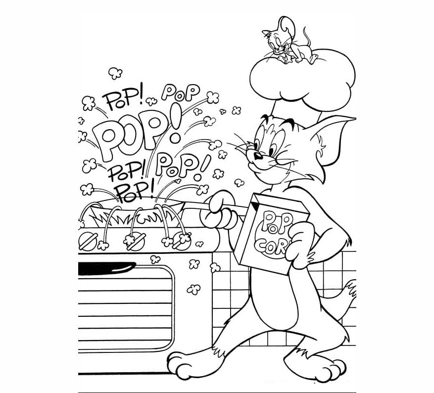 Tom ja Jerry ruoanlaitto Värityskuva