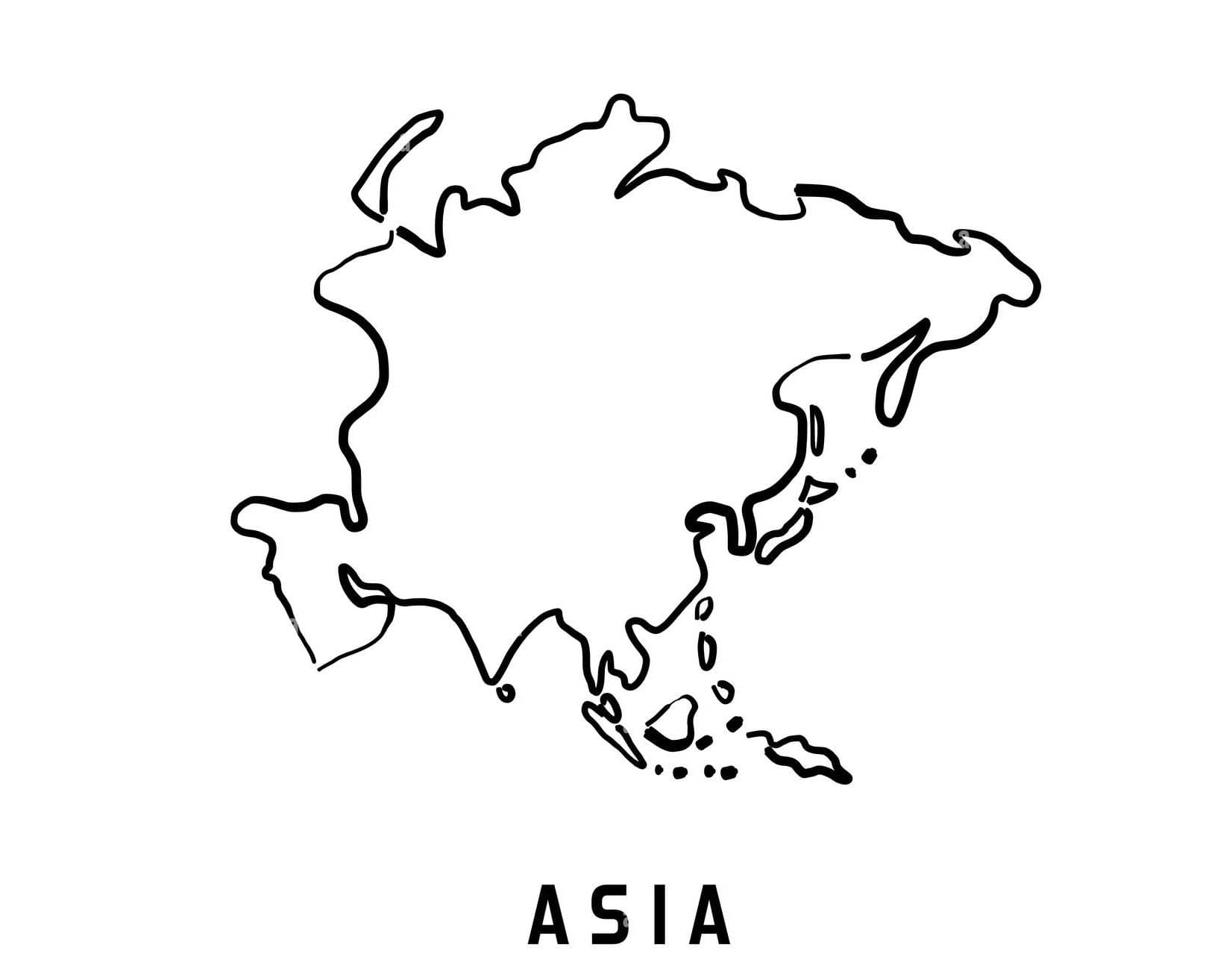 Tyhjä Aasian kartan ääriviivat Värityskuva