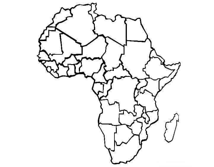 Tyhjä Afrikan kartta Värityskuva