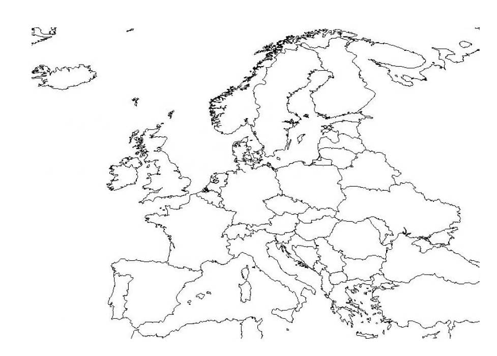 Tyhjä Euroopan kartta HD Värityskuva