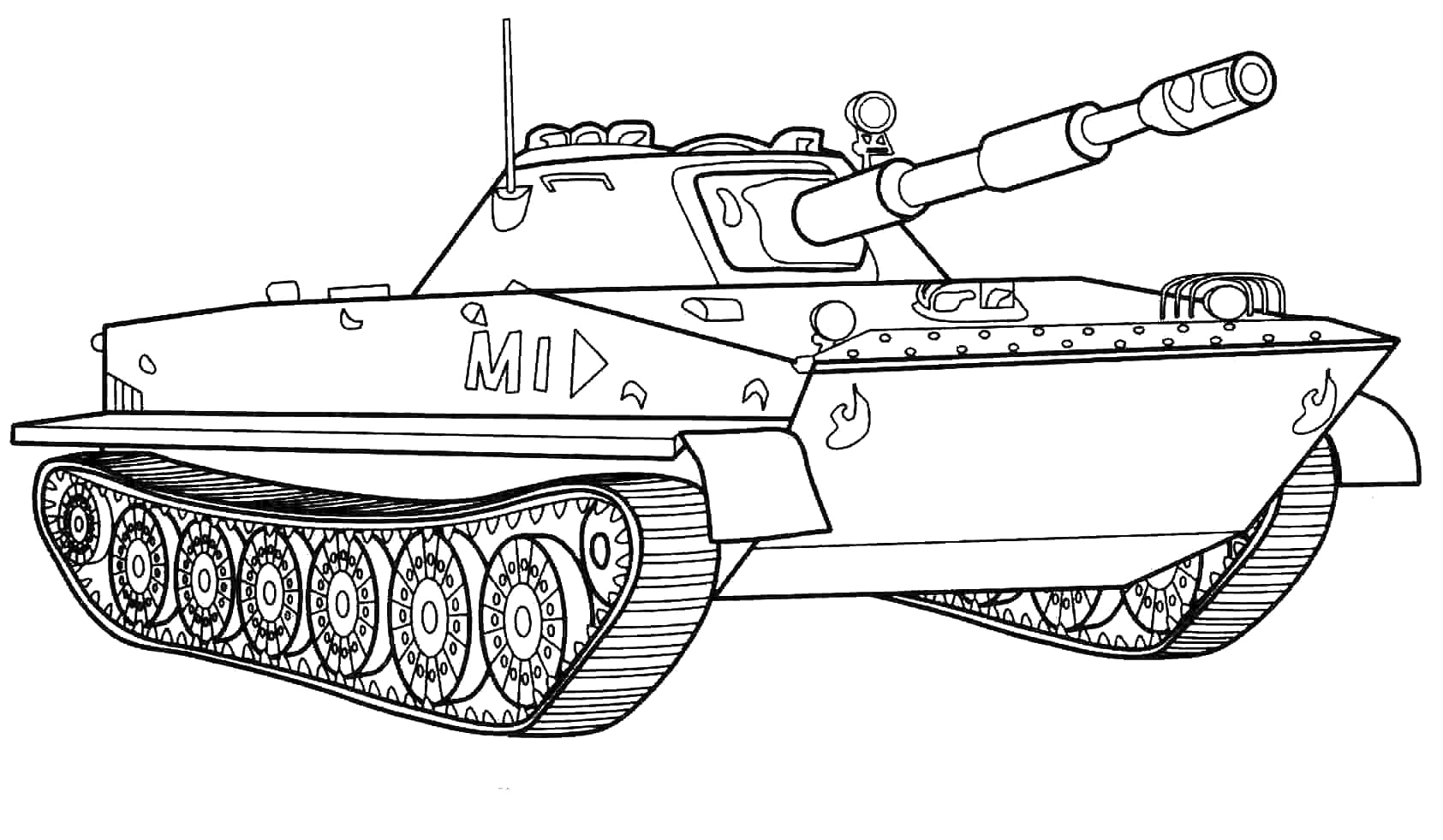 Ilmainen armeijan tankin hahmotelma Värityskuva