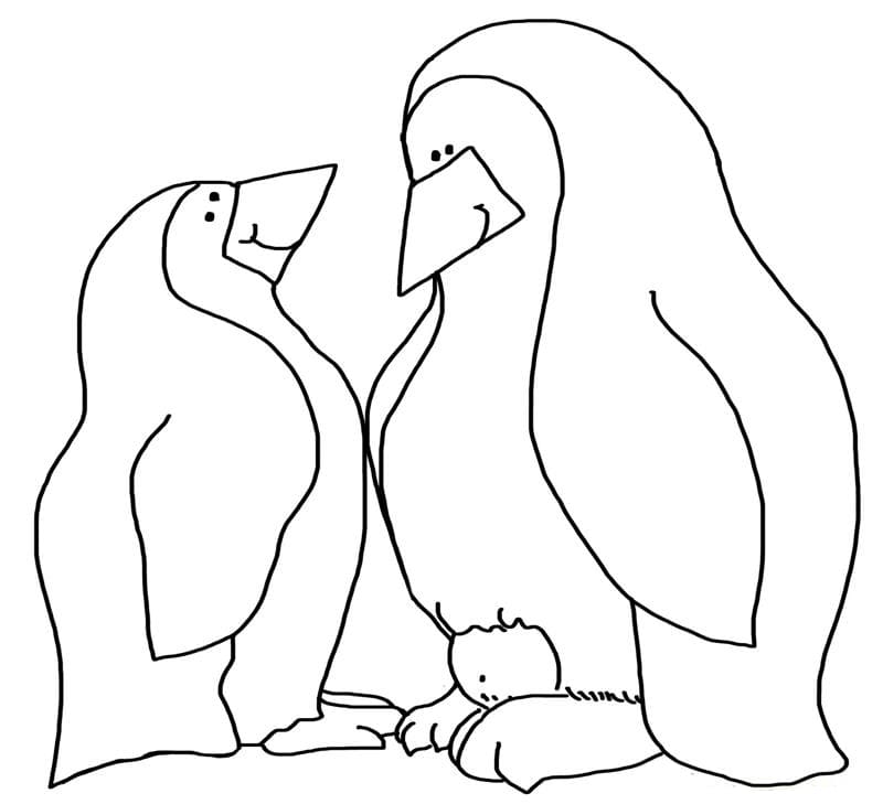 Kuva kaksi pingviiniä Värityskuva