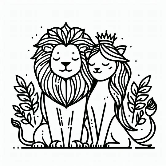Leijona pariskunta Värityskuva