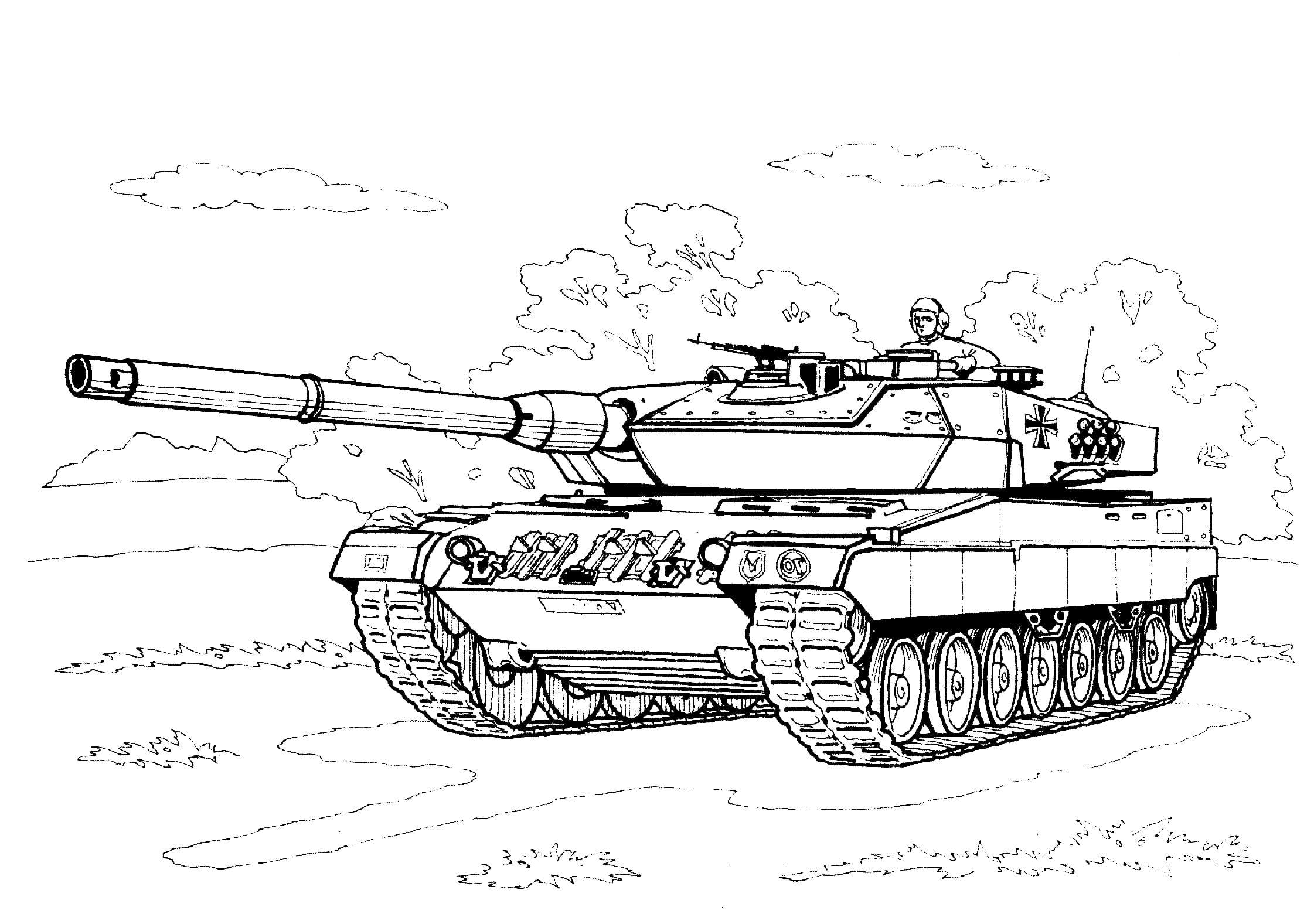 Leopard 2 saksalainen tankki Värityskuva