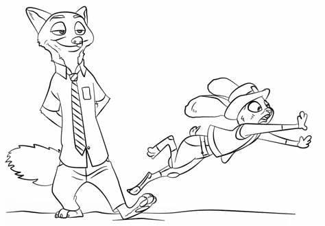 Nick ja Judy Image Outline Värityskuva