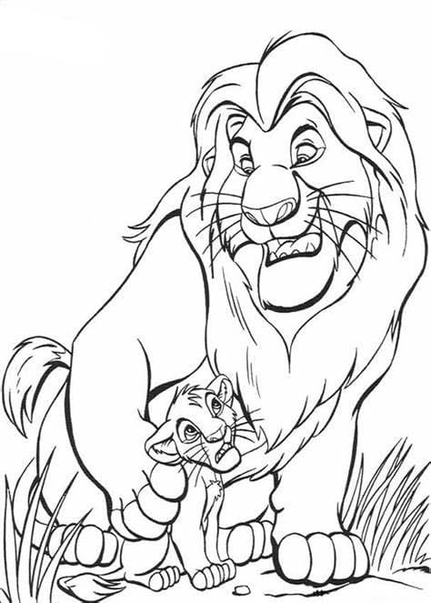 Simba ja isä Värityskuva