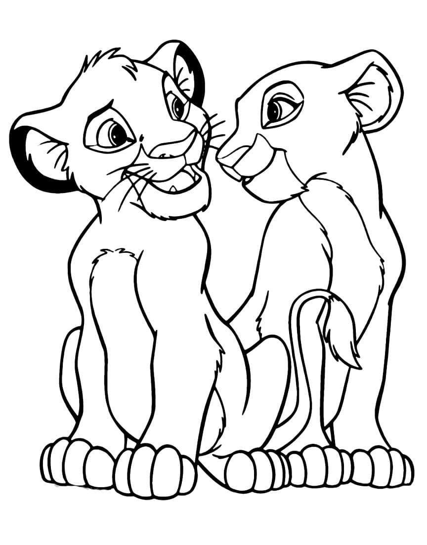 Simba ja Nala kuva Värityskuva