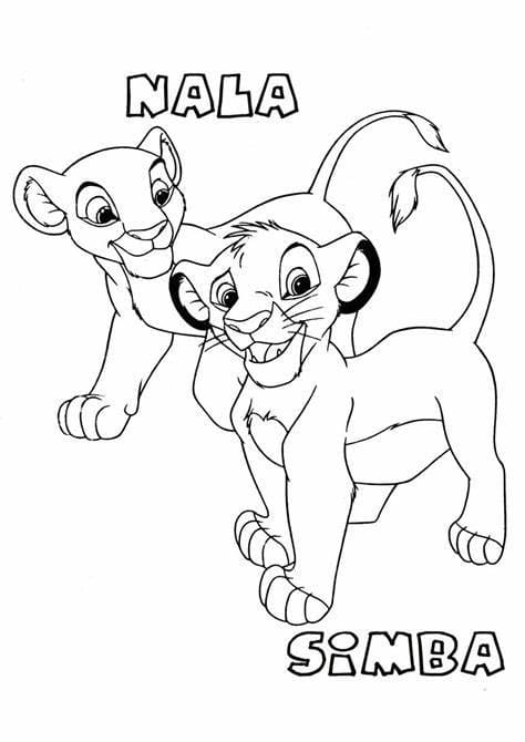 Simba ja Nala Värityskuva