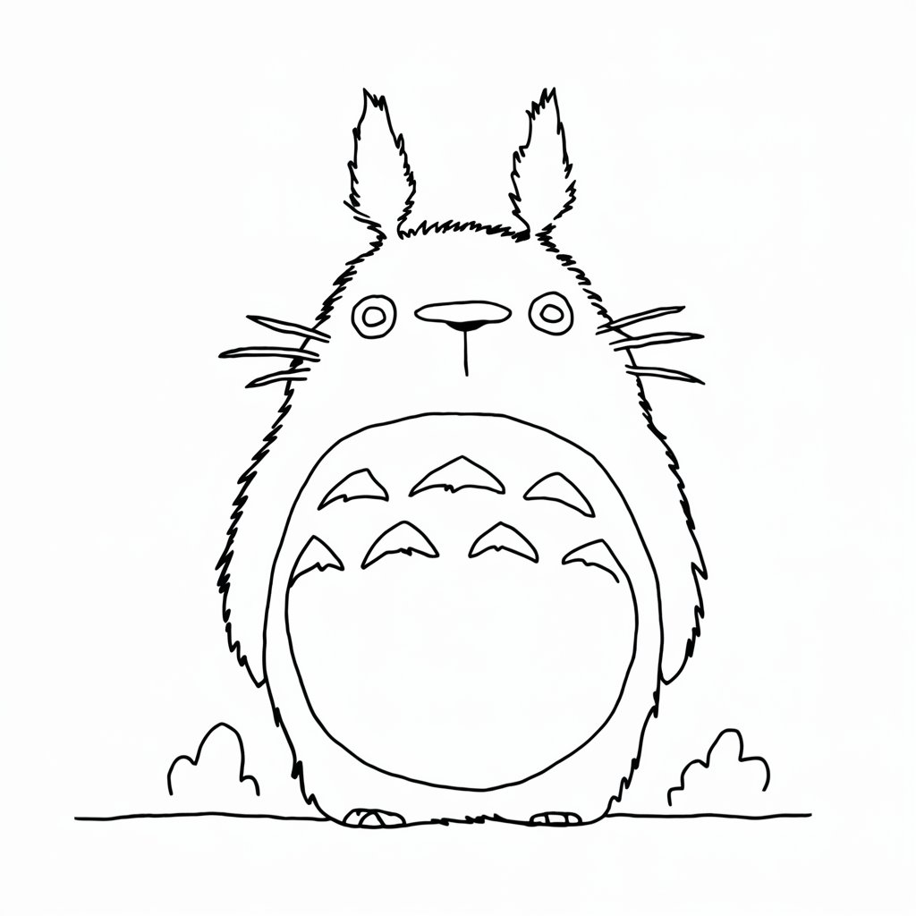Totoro yksinkertaisella pienellä puulla Värityskuva
