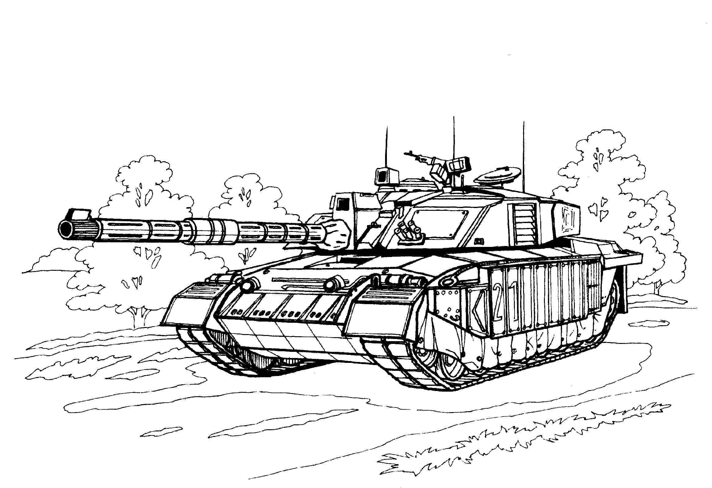 Tulosta armeijan tankin kuva Värityskuva