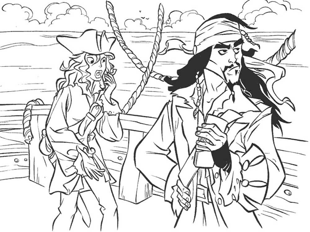 Tulosta Pirates of the Caribbean ääriviivat Värityskuva