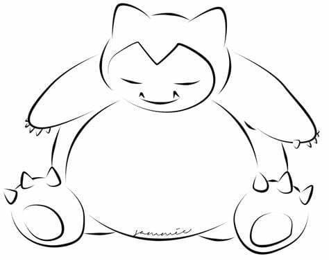 Tulosta Snorlax Outline Värityskuva