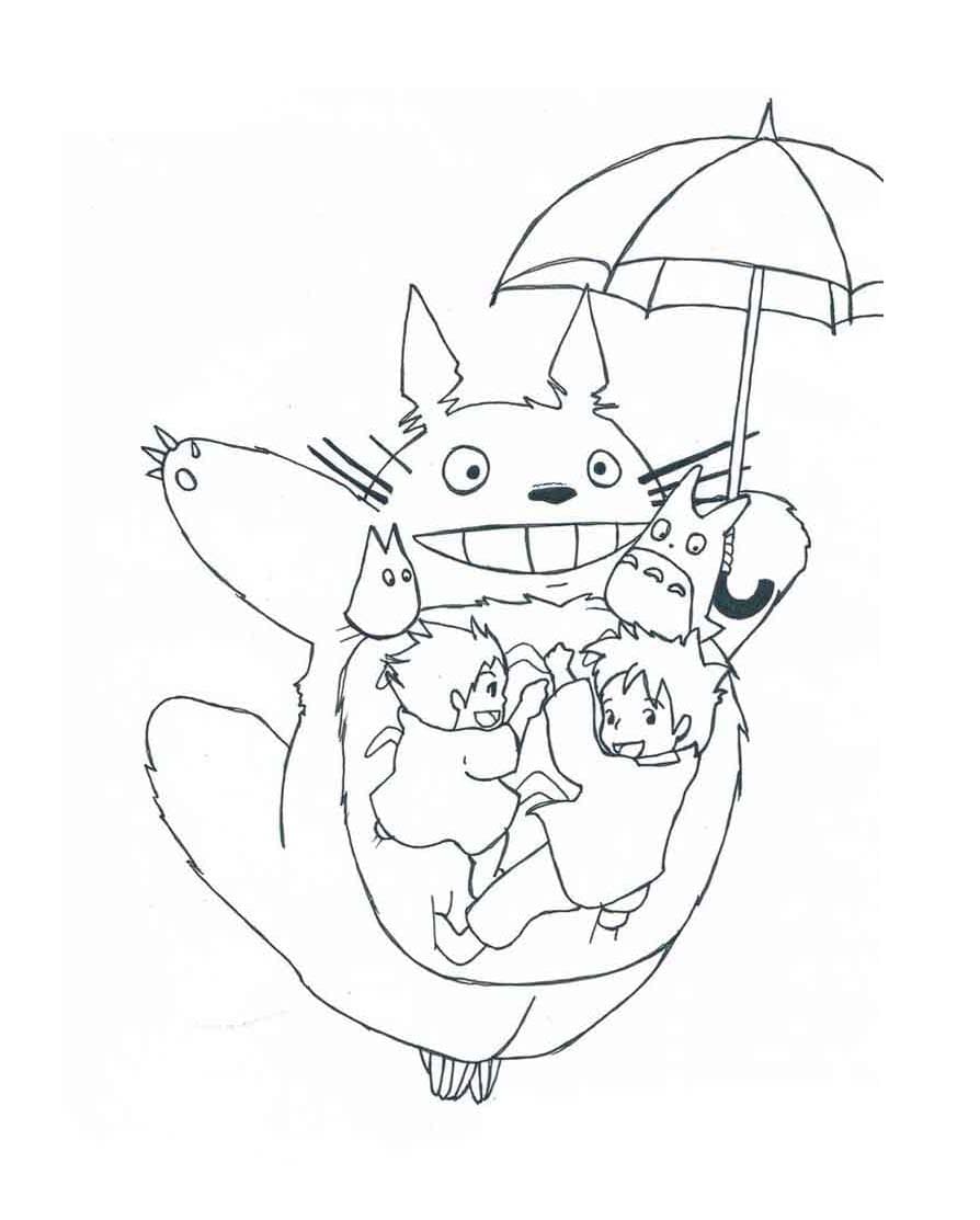 Tulostettava Totoro-kuva Värityskuva