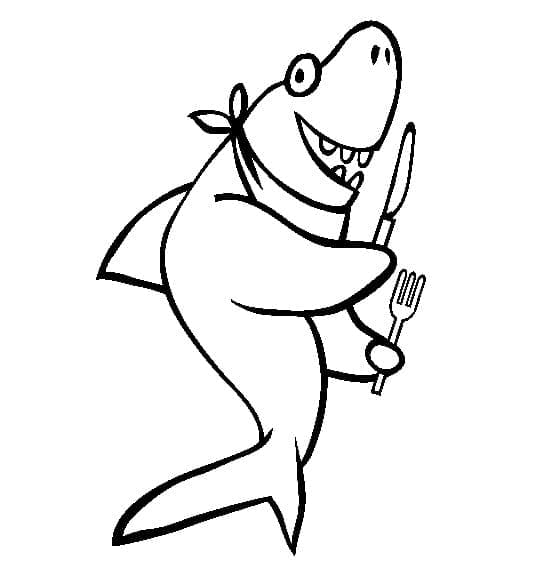 Cartoon Hungry Shark Värityskuva