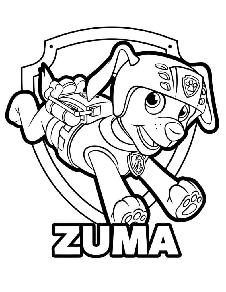 Siisti Zuma Paw Patrol Värityskuva