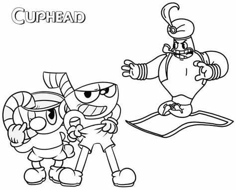 Tulosta Cuphead ääriviivat Värityskuva