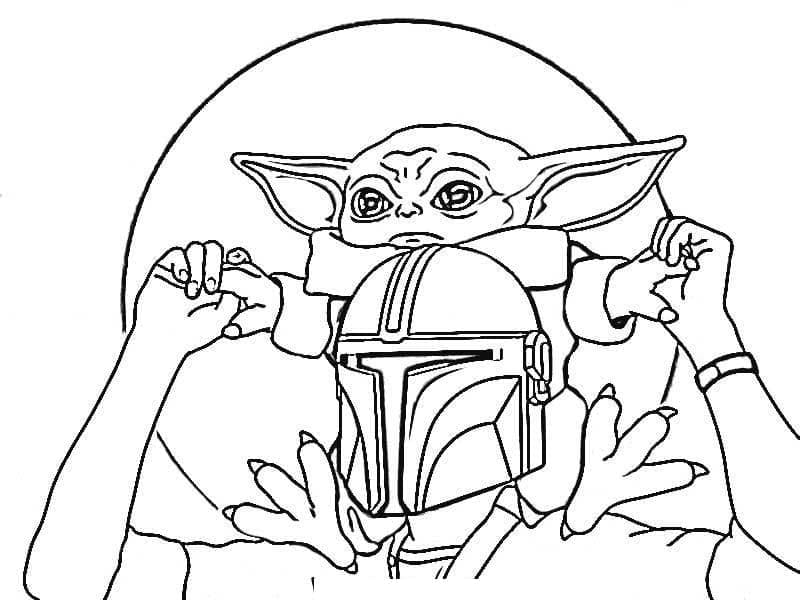 Baby Yoda ja Mandalorian Värityskuva