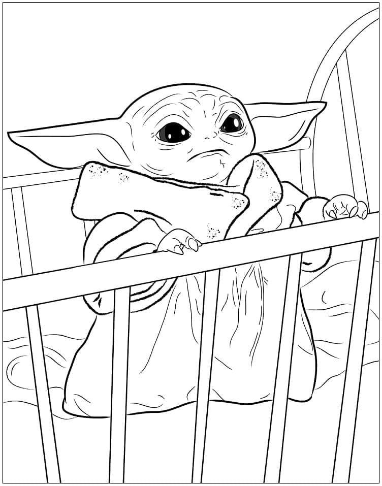 Baby Yoda lapsille Värityskuva