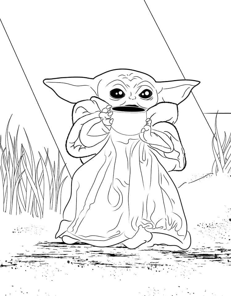 Baby Yoda Mandalorianista Värityskuva