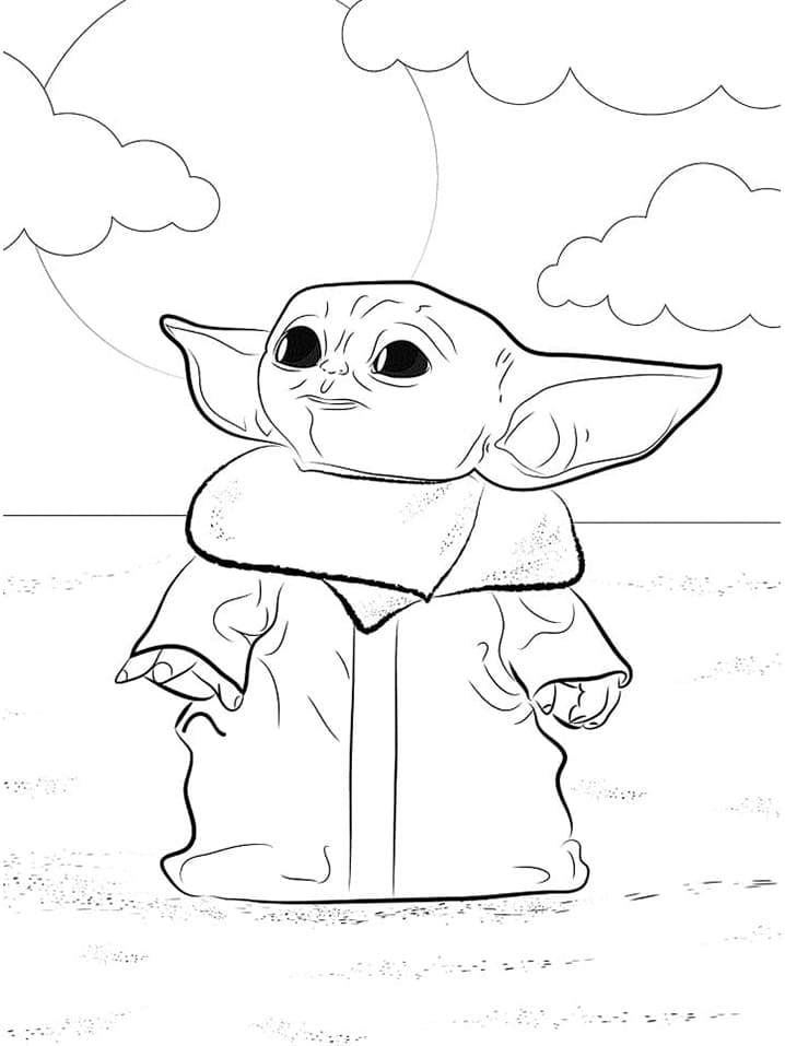 Baby Yoda Mandalorianista Värityskuva
