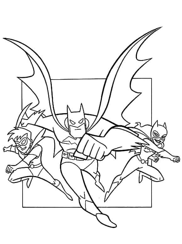 Batman, Robin ja Batgirl Värityskuva
