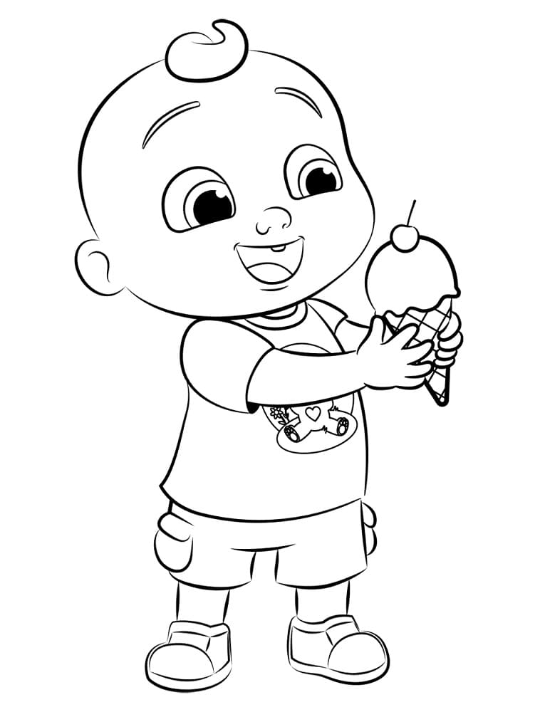 Cocomelon JJ jäätelön kanssa Värityskuva