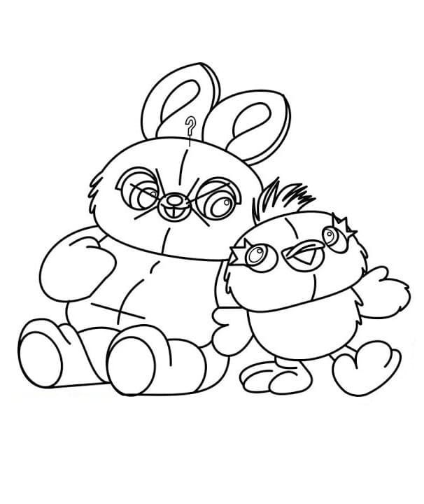 Ducky ja Bunny Toy Story 4:stä Värityskuva