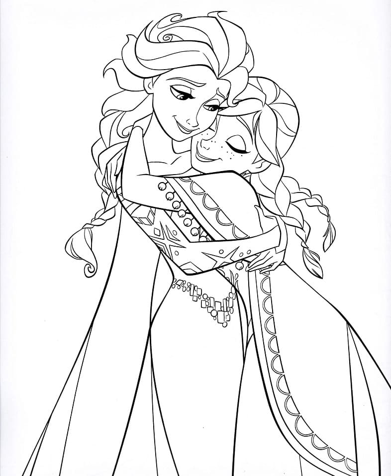 Elsa ja Anna Frozenista Värityskuva