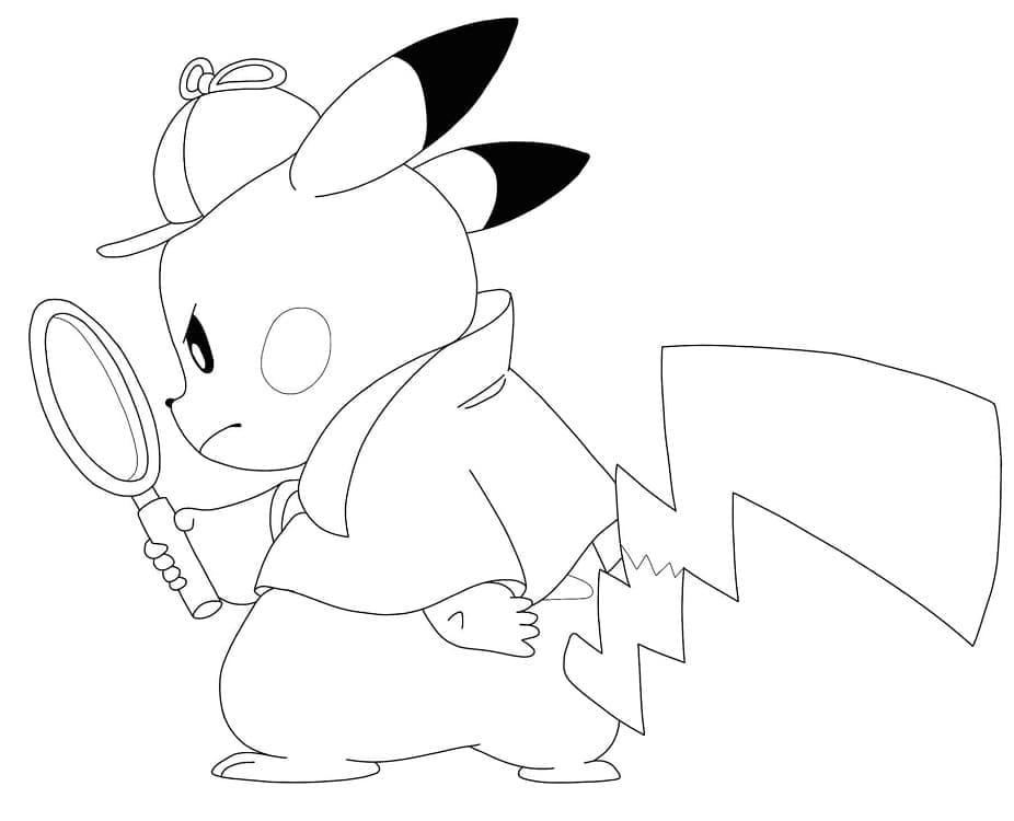 Etsivä Pikachu Tulostettava Värityskuva