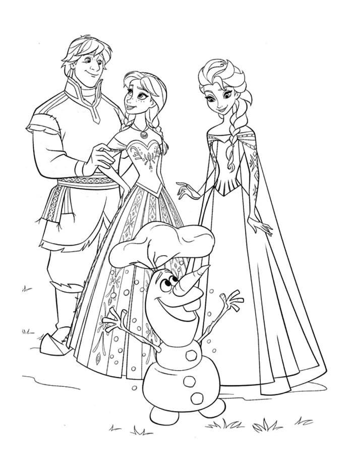 Frozenin hahmoja Värityskuva