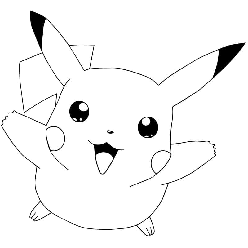 Hymyilevä Pikachu Tulostettava Värityskuva