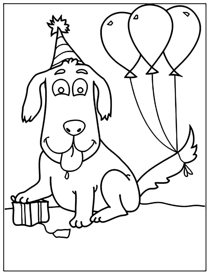 Hyvää syntymäpäivää Koira Värityskuva